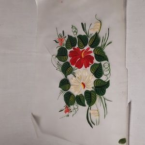 RARE and Vintage Hand Painted Flowers on Plastic Like Paper With Instructions